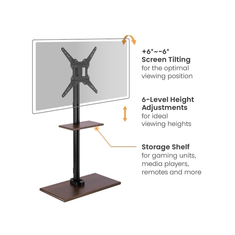 Buy Brateck TV Floorstand 40x40 1.07m 35kg Shelf & MDF - FS41-44T-02 - 40x40, 1.... in Cyprus, Nicosia, Limassol, Larnaka, Pafos