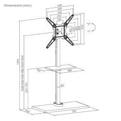 Buy Brateck TV Floorstand 40x40 1.07m 35kg Shelf & MDF - FS41-44T-02 - 40x40, 1.... in Cyprus, Nicosia, Limassol, Larnaka, Pafos