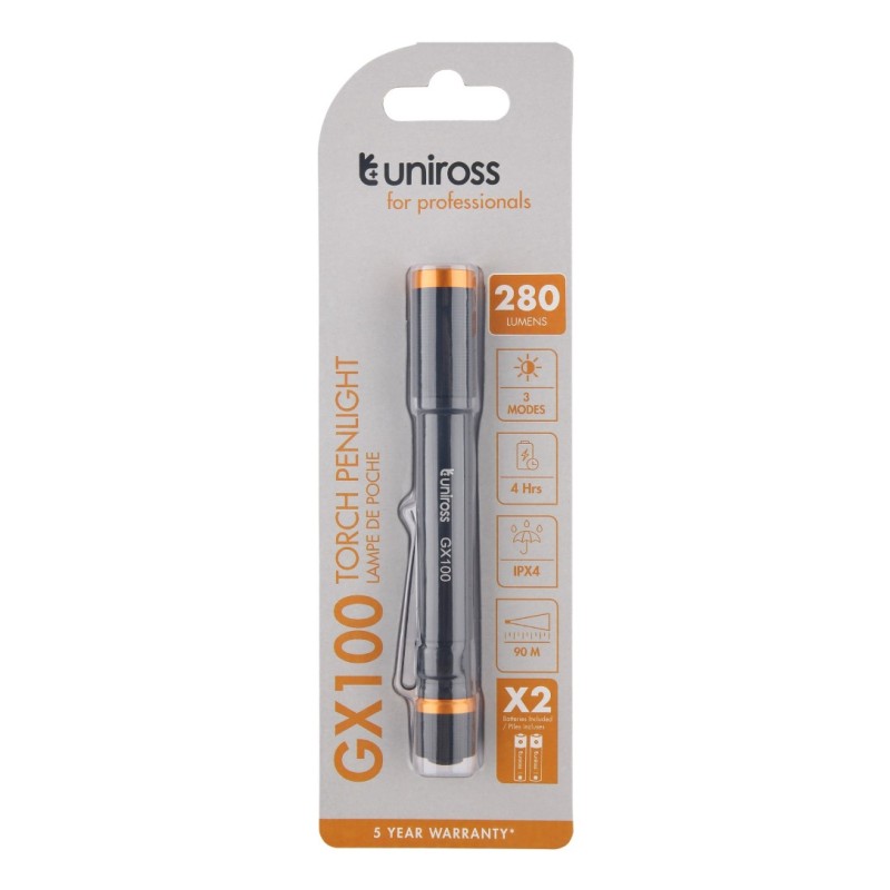 Buy Uniross Penlight - GX100 - IPX4 Waterproof Torch 280 lumens 90m Beam (Incl 2... in Cyprus, Nicosia, Limassol, Larnaka, Pafos