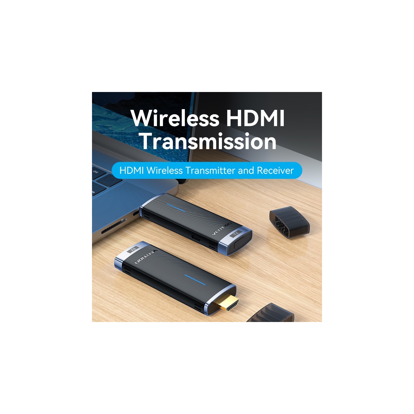 Vention HDMI Wireless Transmitter-Receiver Kit 5GHz 1080p Blue - ADCL0 - HDMI Wireless Transmitter-Receiver Kit 5GHz 1080p Blue