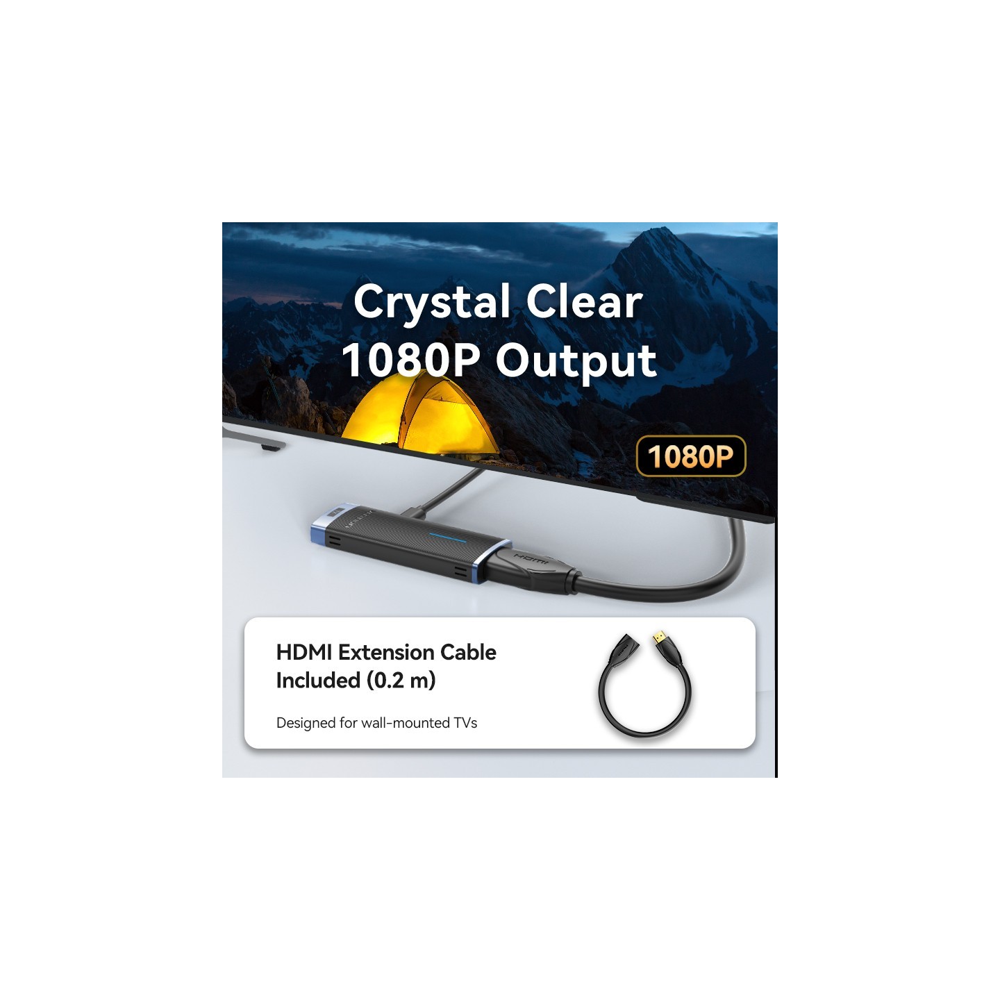 Vention HDMI Wireless Transmitter-Receiver Kit 5GHz 1080p Blue - ADCL0 - HDMI Wireless Transmitter-Receiver Kit 5GHz 1080p Blue