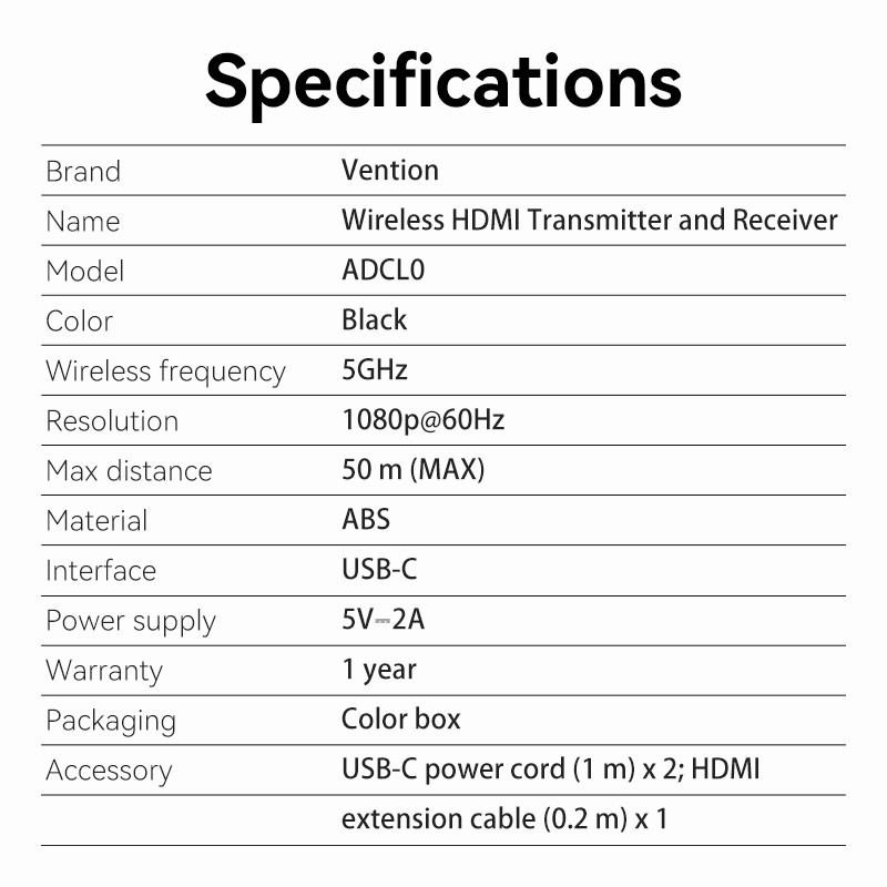 Buy Vention HDMI Wireless Transmitter-Receiver Kit 5GHz 1080p Blue - ADCL0 - HDM... in Cyprus, Nicosia, Limassol, Larnaka, Pafos