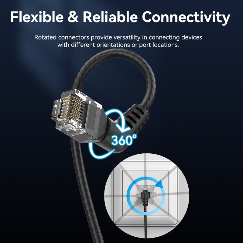 Buy Vention NETWORK Cable - IBOBH - Cat6A UTP Rotate Right Angle Slim 2.0m Black in Cyprus, Nicosia, Limassol, Larnaka, Pafos