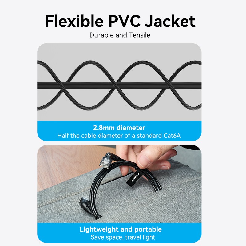 Buy Vention NETWORK Cable - IBOBH - Cat6A UTP Rotate Right Angle Slim 2.0m Black in Cyprus, Nicosia, Limassol, Larnaka, Pafos