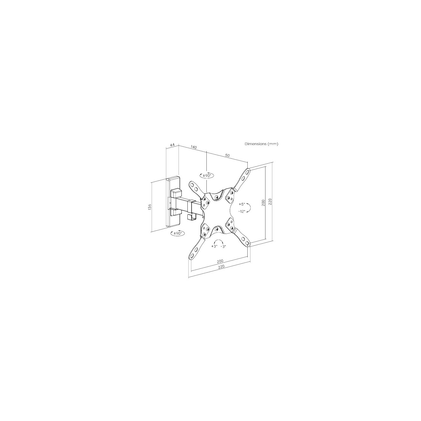 Brateck TV Mount - LDA21-221 - 20x20 Turn 1-Arm — Buy in Cyprus with Fast Delivery