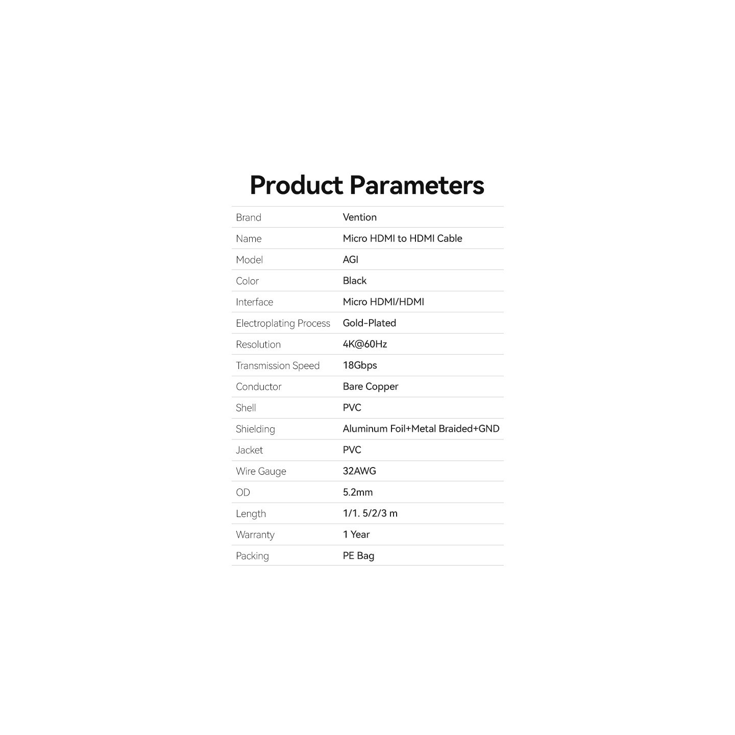 Vention HDMI to HDMI Micro Cable - AGIBF - HDMI Micro Cable - 1.0m — Buy in Cyprus with Fast Delivery