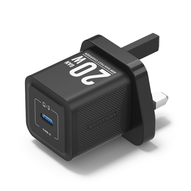 Buy Vention Charger Wall GaN 20W 1xUSBC UK-Plug Mini Black - FEPB0-UK - GaN 20W ... in Cyprus, Nicosia, Limassol, Larnaka, Pafos