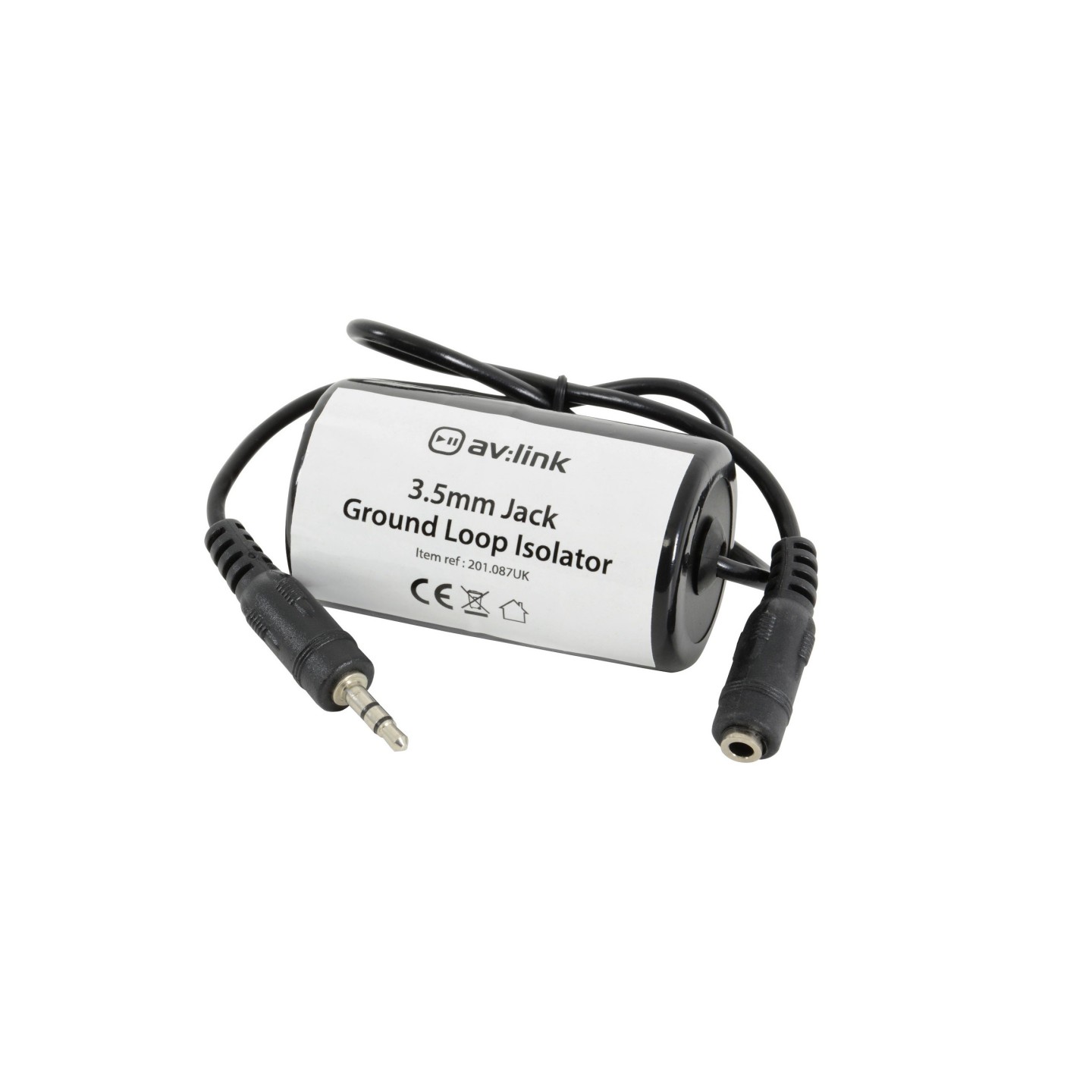 AV:Link Ground Loop Isolator 3.5mm Jack-Socket - 201.087UK - Ground Loop Isolator, 3.5mm Jack-Socket