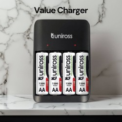 Buy Uniross USB Charger - UCU010A - for AA AAA + 4xAA Batteries in Cyprus, Nicosia, Limassol, Larnaka, Pafos