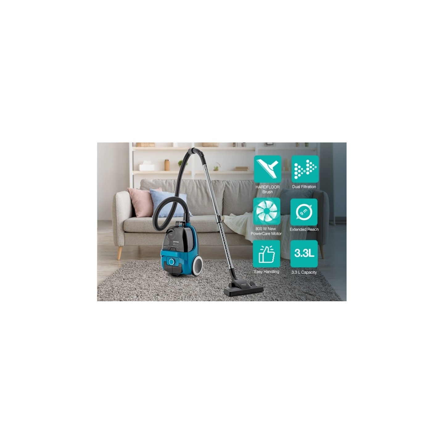 Gorenje Cleaning Vacuum Bagless - VCE01G4AHGR - 800W 3.3L 7m — Buy in Cyprus with Fast Delivery