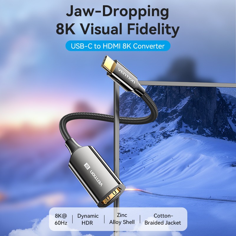 Buy Vention Converter USB-C to HDMI Adaptor - CRDBC - 0.25m 8K60Hz Metal in Cyprus, Nicosia, Limassol, Larnaka, Pafos