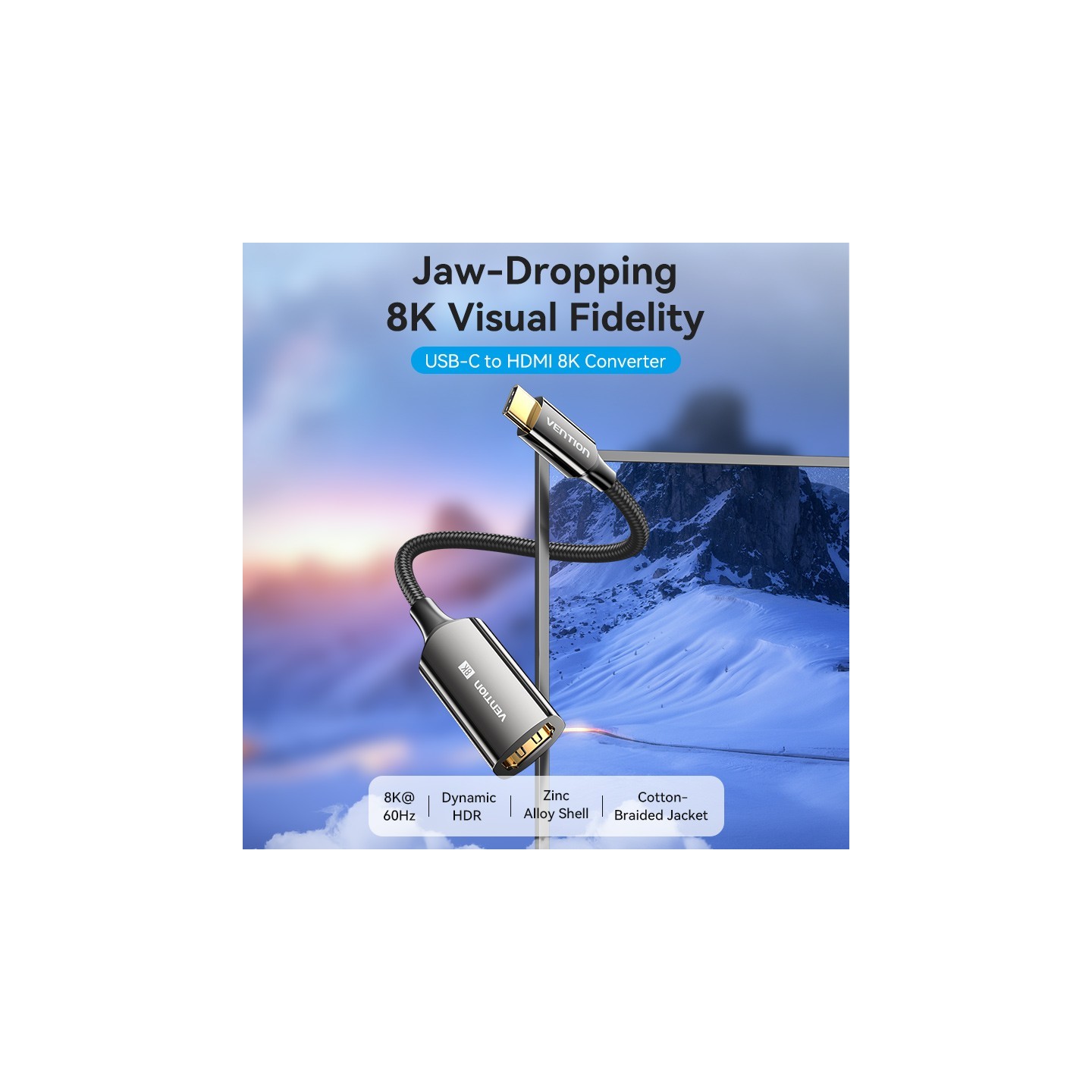 Vention Converter USB-C to HDMI Adaptor - CRDBC - 0.25m 8K60Hz Metal — Buy in Cyprus with Fast Delivery