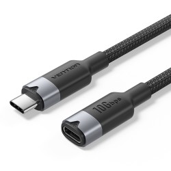 Buy Vention IT Cable - TRFBF - USB-C 3.2 Gen2 M-F 1.0m Braided Aluminum Black in Cyprus, Nicosia, Limassol, Larnaka, Pafos