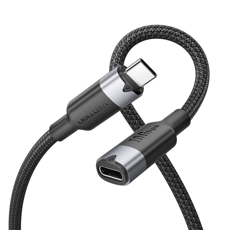 Buy Vention IT Cable - TRFBF - USB-C 3.2 Gen2 M-F 1.0m Braided Aluminum Black in Cyprus, Nicosia, Limassol, Larnaka, Pafos