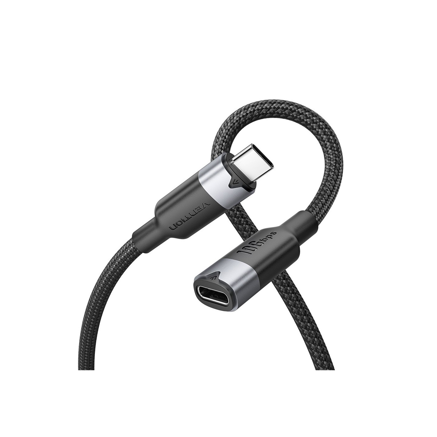 Vention TRFBF USB-C 3.2 Gen2 M-F 1.0m Braided Aluminum Black (Boxed) — Buy in Cyprus with Fast Delivery