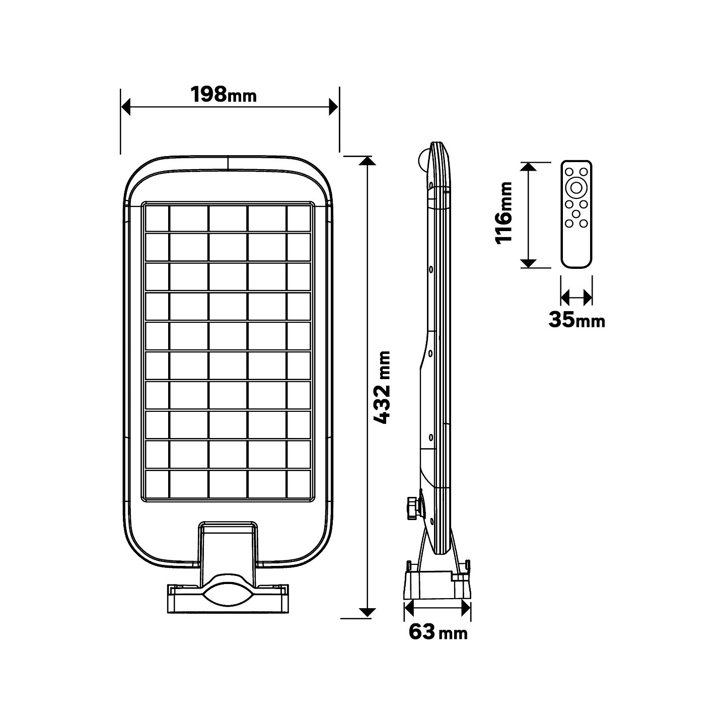 GBC ON SURF Pole Mounted 100W Solar Dimmable LED Light - Pole Mounted, 100W, Solar, Dimmable LED Light, PIR, Remote Control