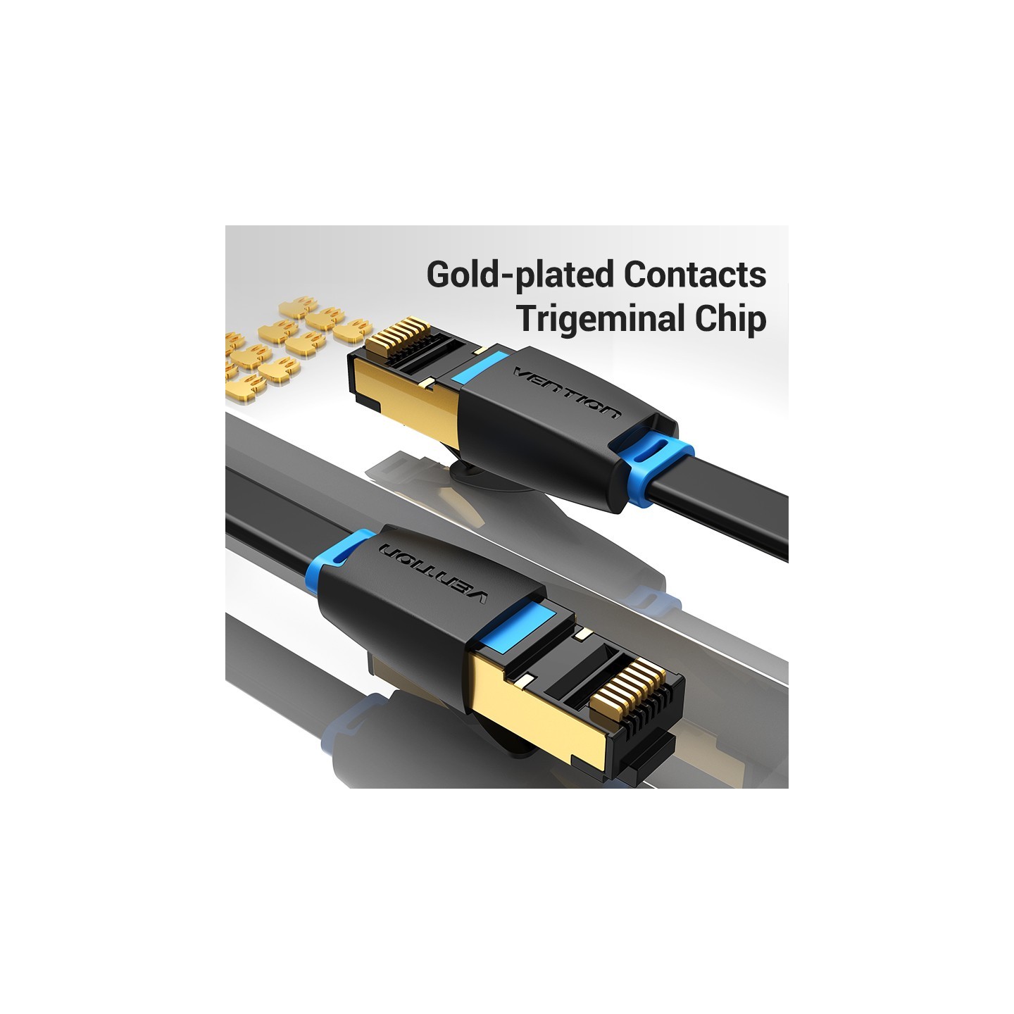 Vention Network Cable - IKCBH - Cat8 SFTP Flat 2.0m Black — Buy in Cyprus with Fast Delivery