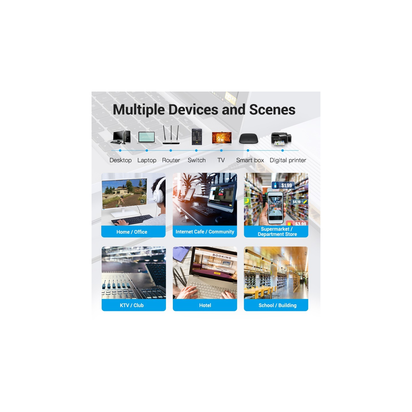 Vention Network Cable - IKCBH - Cat8 SFTP Flat 2.0m Black — Buy in Cyprus with Fast Delivery