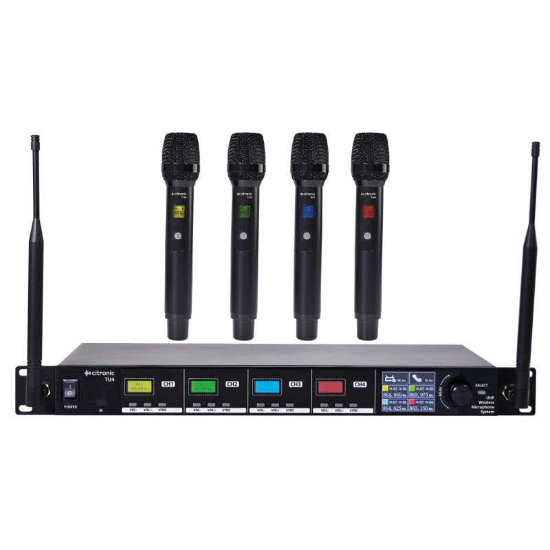 Buy Citronic Quad True Diversity Multi-UHF Wireless Microphone System (4 x Handh... in Cyprus, Nicosia, Limassol, Larnaka, Pafos