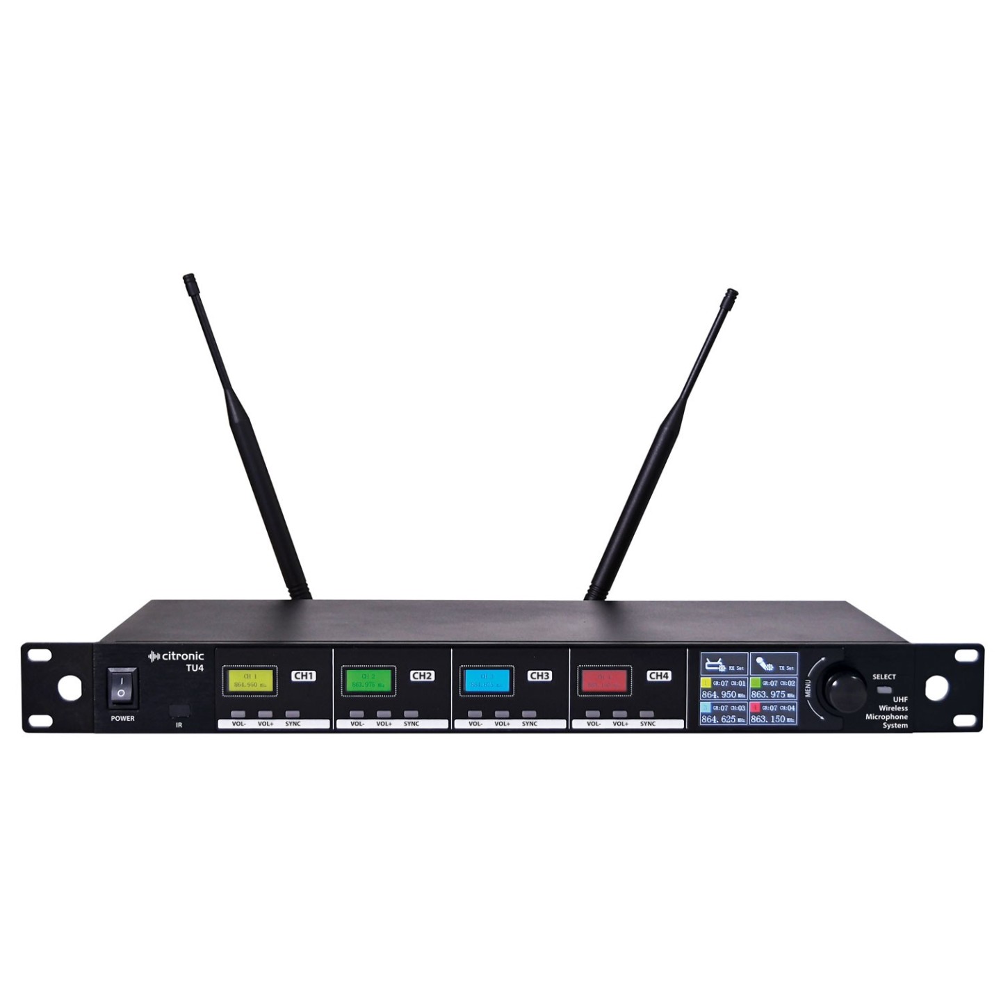 Citronic Quad True Diversity Multi-UHF Wireless Microphone System (4 x Handhelds) - TU4-H - Quad True Diversity Multi-UHF