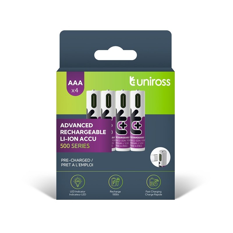 Buy Uniross Rechargeable USB-C Lithium AAA Batteries - 4pack in Cyprus, Nicosia, Limassol, Larnaka, Pafos