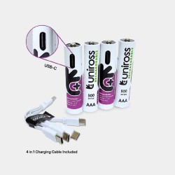 Buy Uniross Rechargeable USB-C Lithium AAA Batteries - 4pack in Cyprus, Nicosia, Limassol, Larnaka, Pafos