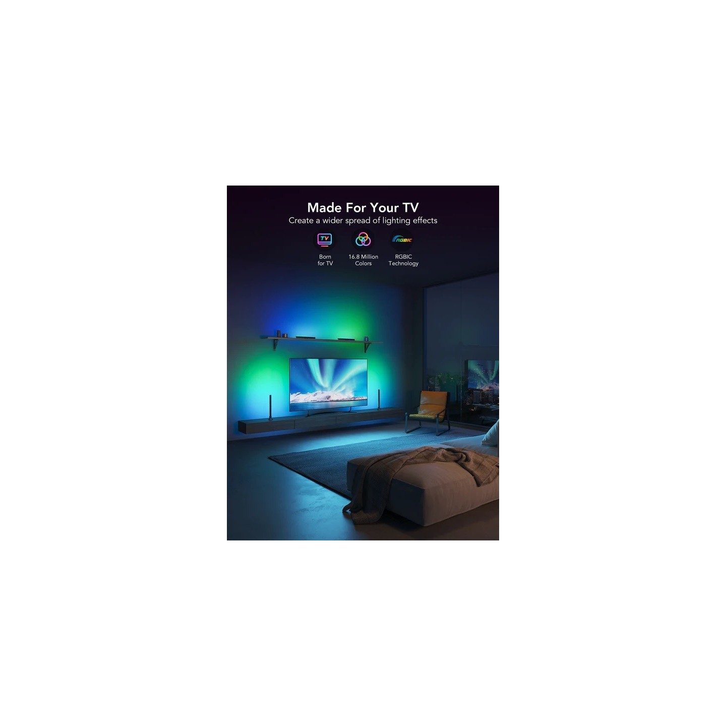 Govee TV Light Bars - H6046 - RGBIC for 45'-70' TV — Buy in Cyprus with Fast Delivery