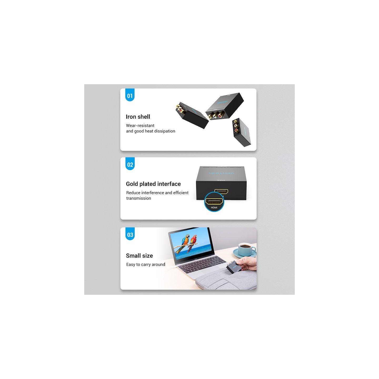 Vention Converter - AEEB0 - HDMI to 3RCA USB Powered — Buy in Cyprus with Fast Delivery