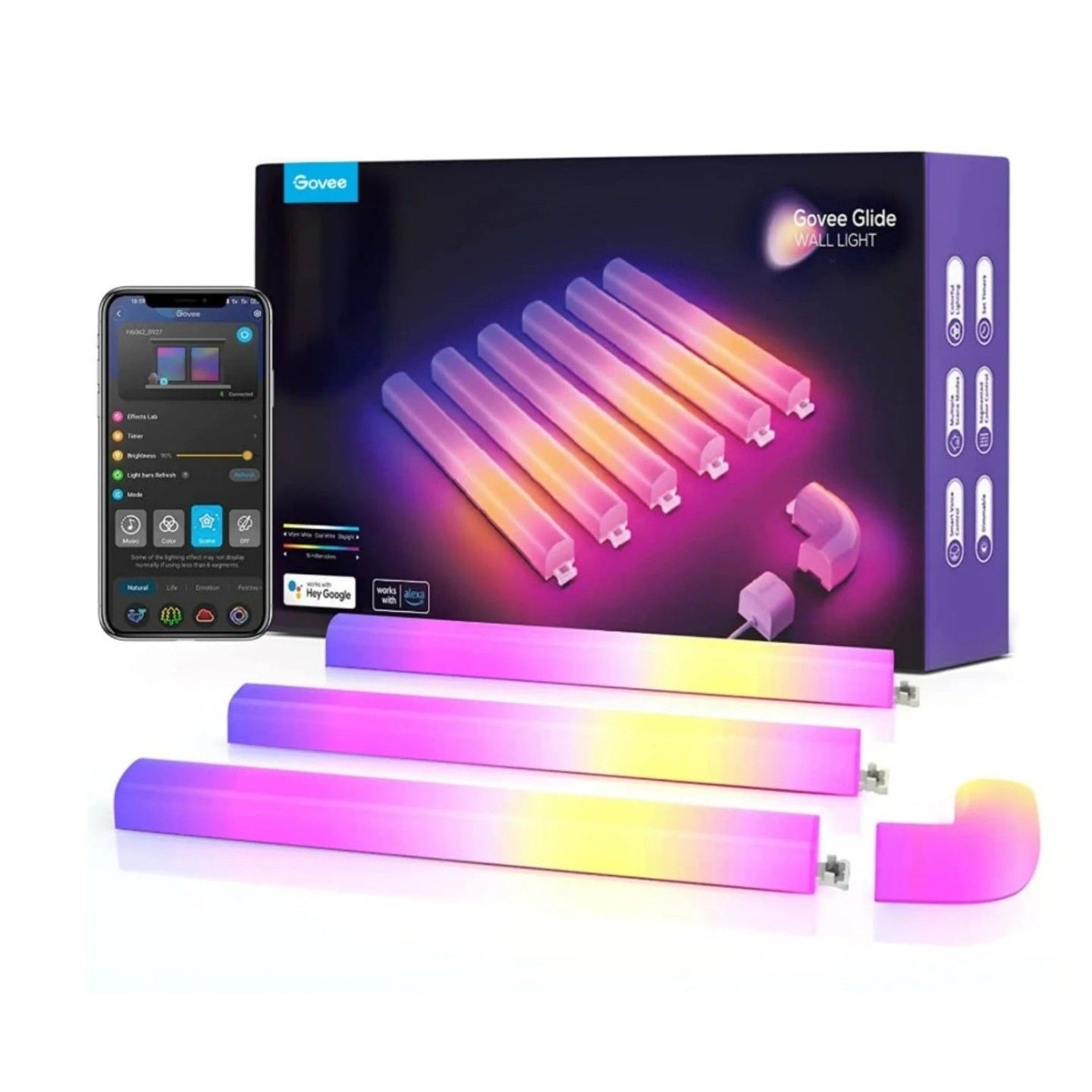 Govee Glide RGBIC Wall Light - B6062201 - 6tubes+1curve — Buy in Cyprus with Fast Delivery