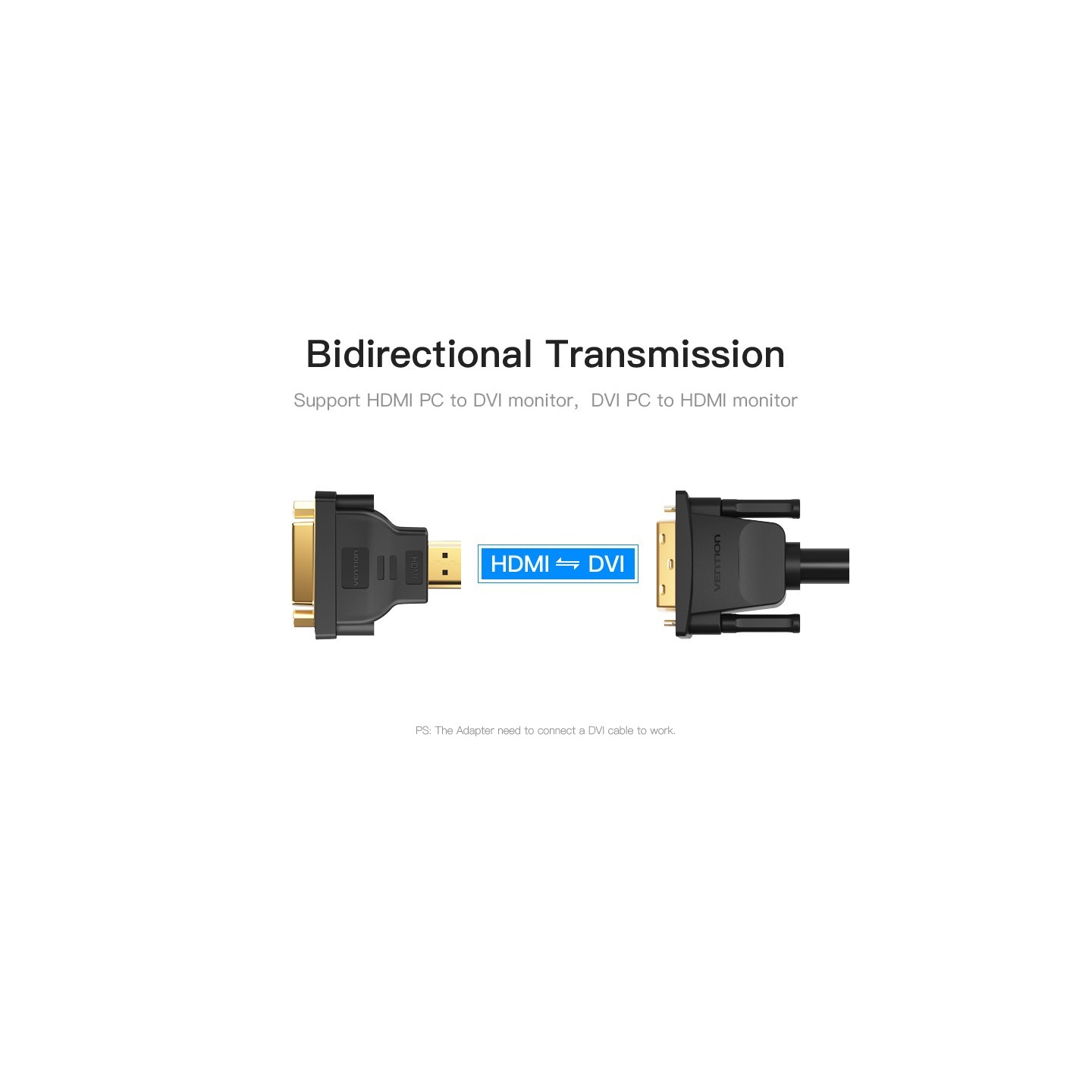 Vention HDMI Adaptor Male to DVI Female - ECCB0 - 24+5 Bi-Direction — Buy in Cyprus with Fast Delivery