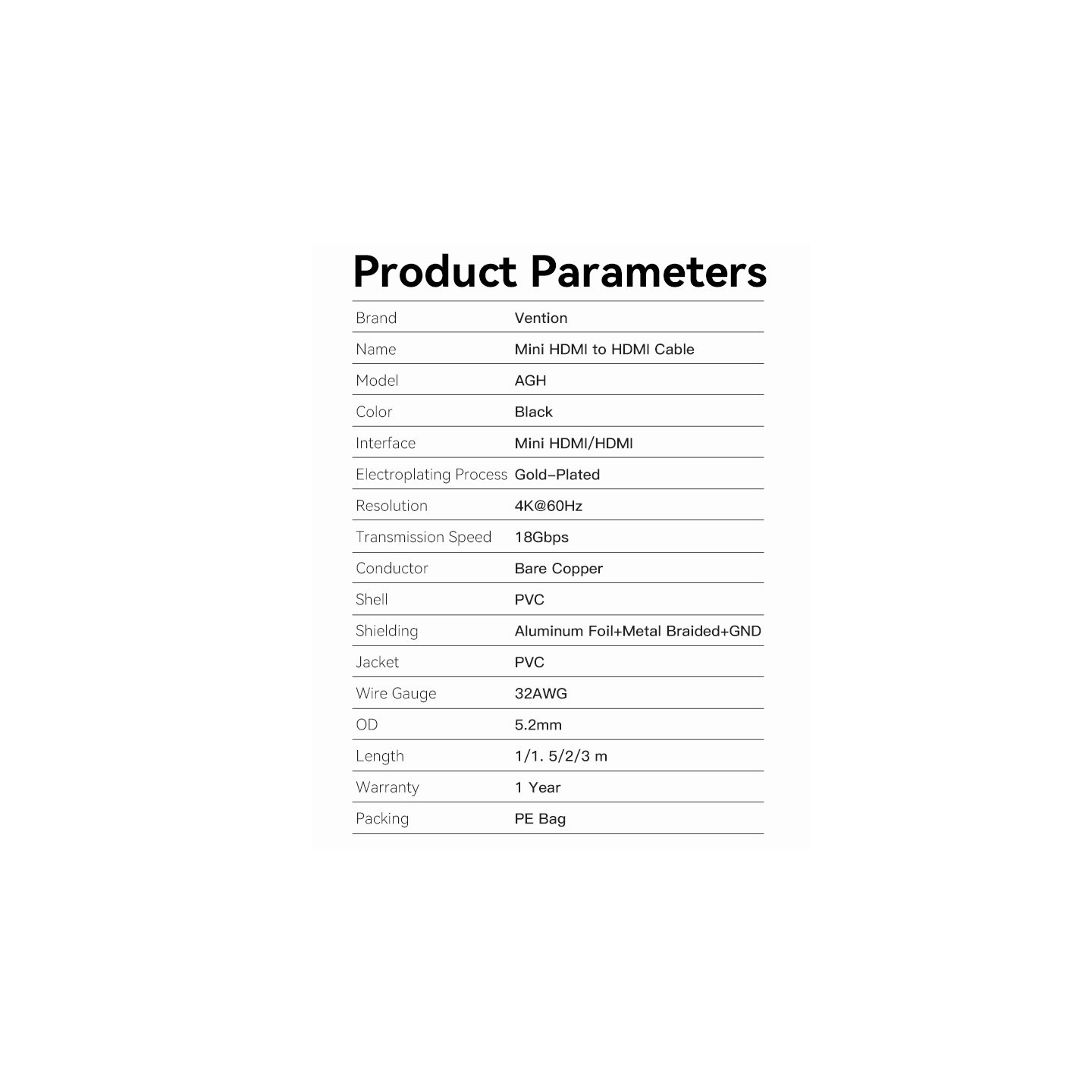 Vention HDMI to HDMI Mini Cable 1.5m - AGHBG - HDMI to HDMI Mini Cable 1.5m — Buy in Cyprus with Fast Delivery