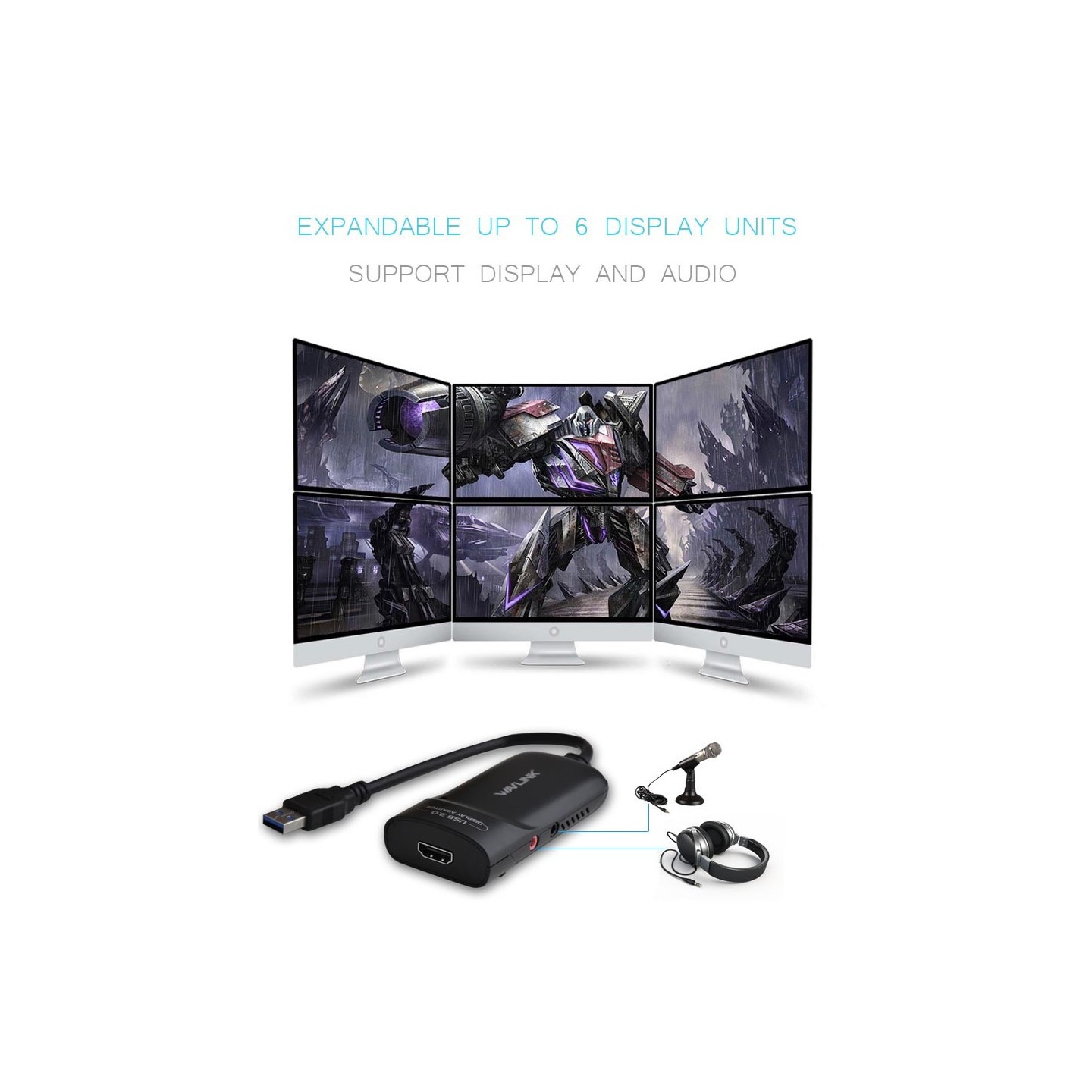 WavLink USB3.0 to HDMI 2K Adapter (Up to 6 Monitors) - UG3501H - USB3.0 to HDMI 2K Adapter (Up to 6 Monitors)