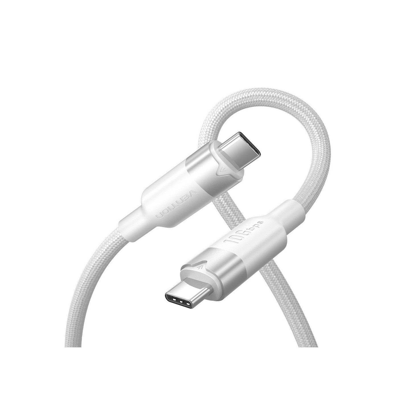 Vention TRGWF USB-C 3.2 Gen2 M-M 1.0m Braided Aluminum White (Retail) — Buy in Cyprus with Fast Delivery