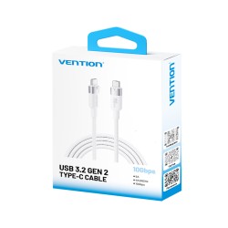Vention TRGWF USB-C 3.2 Gen2 M-M 1.0m Braided Aluminum White (Retail) — Buy in Cyprus with Fast Delivery