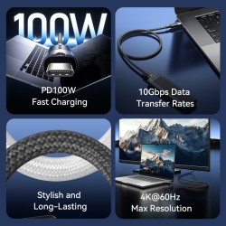 Vention TRGWF USB-C 3.2 Gen2 M-M 1.0m Braided Aluminum White (Retail) — Buy in Cyprus with Fast Delivery