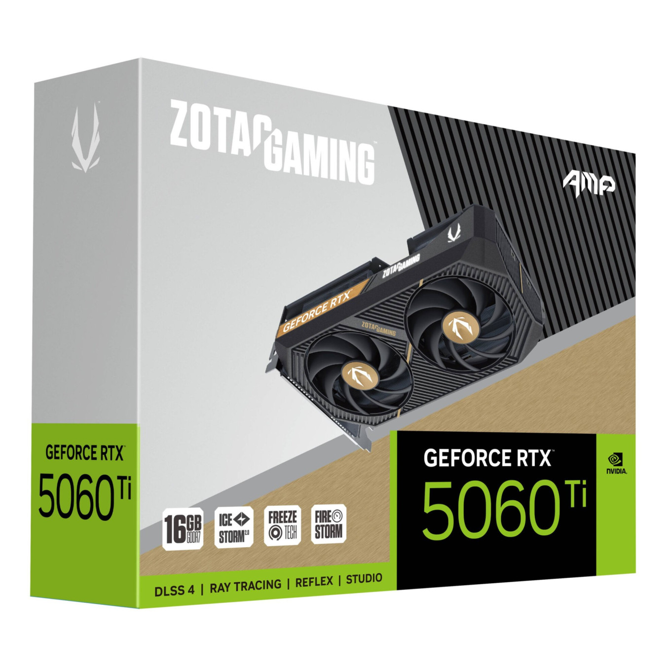 ZOTAC GeForce RTX 5060 Ti AMP - Black, 16GB GDDR7, 2632MHz Boost, PCIe 5.0 — Buy in Cyprus with Fast Delivery