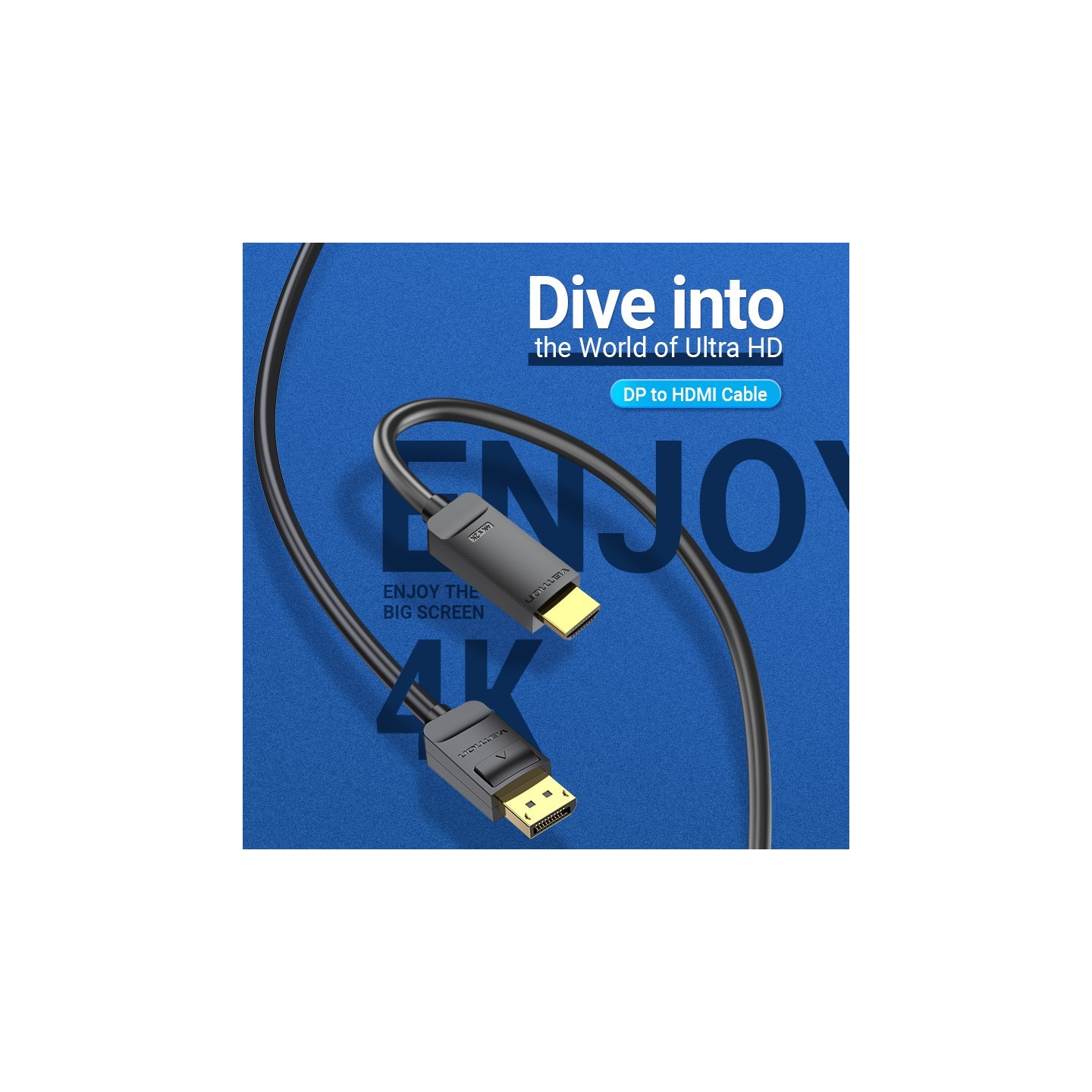 Vention DisplayPort Cable to HDMI - HAGBJ - 4K30Hz - 5.0m — Buy in Cyprus with Fast Delivery