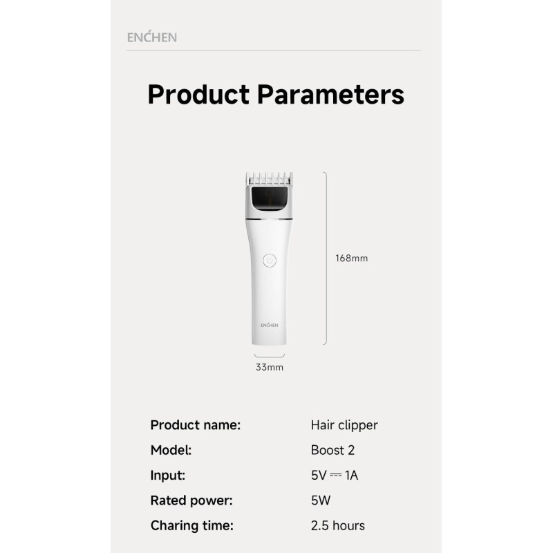 Buy Enchen Hair Clipper - BOOST 2 - USB-C 1200mAh White in Cyprus, Nicosia, Limassol, Larnaka, Pafos