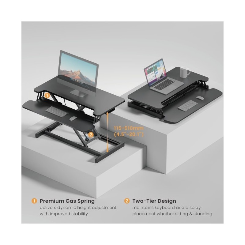 Buy Brateck Desk Converter Sit Stand Gas Spring - DWS37-01 - 11-51cm in Cyprus, Nicosia, Limassol, Larnaka, Pafos