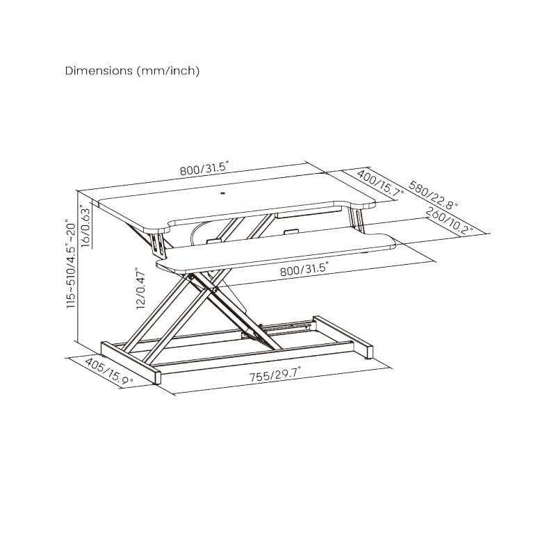 Buy Brateck Desk Converter Sit Stand Gas Spring - DWS37-01 - 11-51cm in Cyprus, Nicosia, Limassol, Larnaka, Pafos