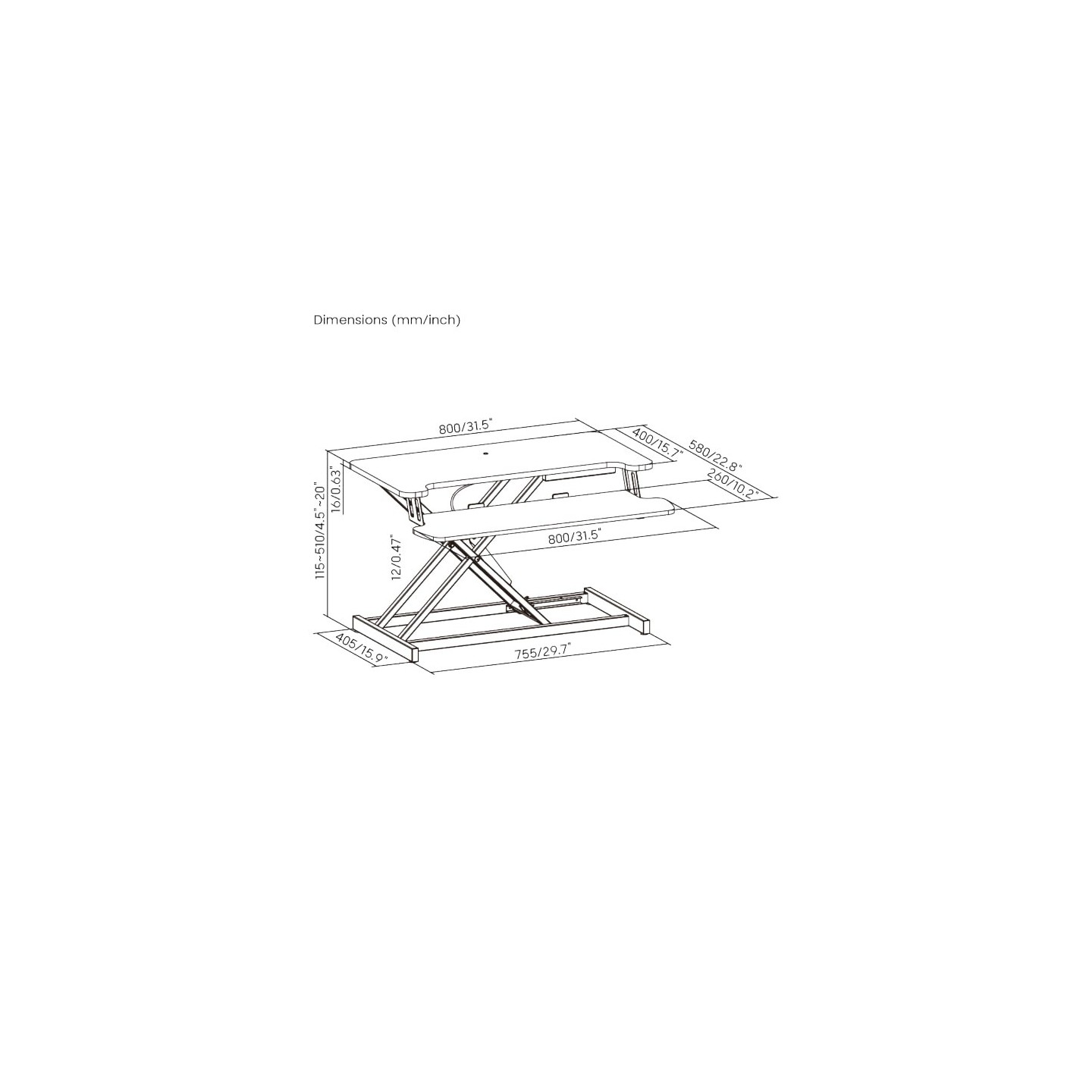 Brateck Desk Converter Sit Stand Gas Spring - DWS37-01 - 11-51cm — Buy in Cyprus with Fast Delivery
