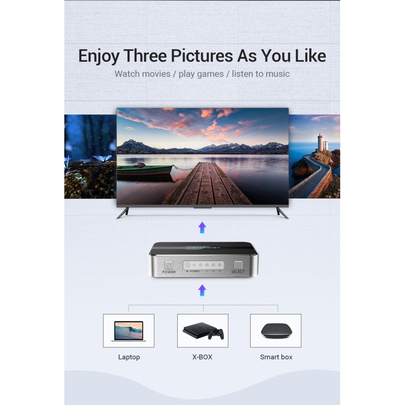Buy Vention HDMI Switch - AFOH0 - 3-Port 4K 2.0 w Remote Control in Cyprus, Nicosia, Limassol, Larnaka, Pafos