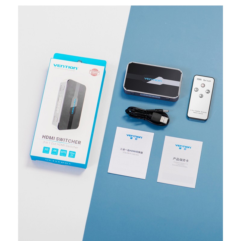 Buy Vention HDMI Switch - AFOH0 - 3-Port 4K 2.0 w Remote Control in Cyprus, Nicosia, Limassol, Larnaka, Pafos