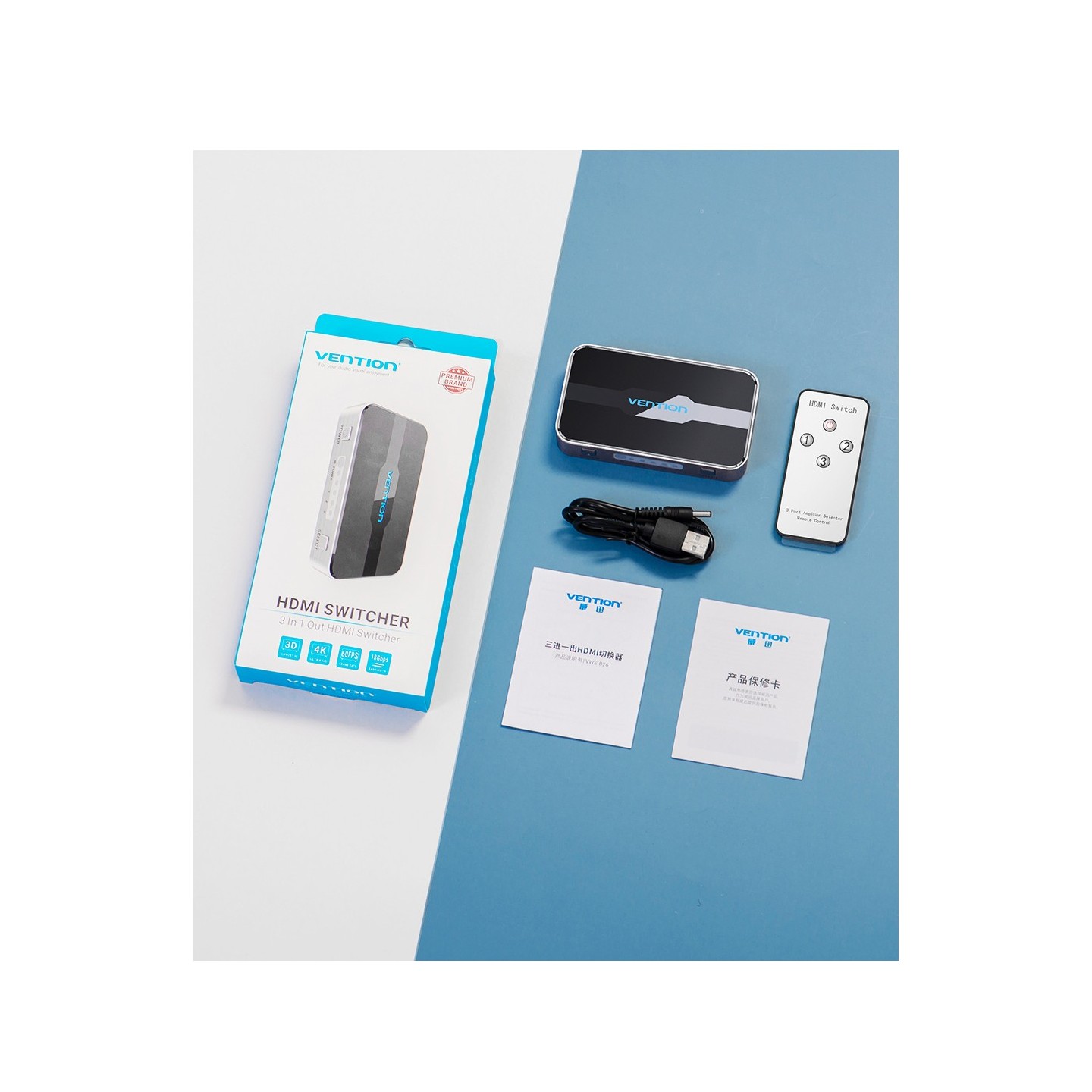 Vention HDMI Switch - AFOH0 - 3-Port 4K 2.0 w Remote Control — Buy in Cyprus with Fast Delivery