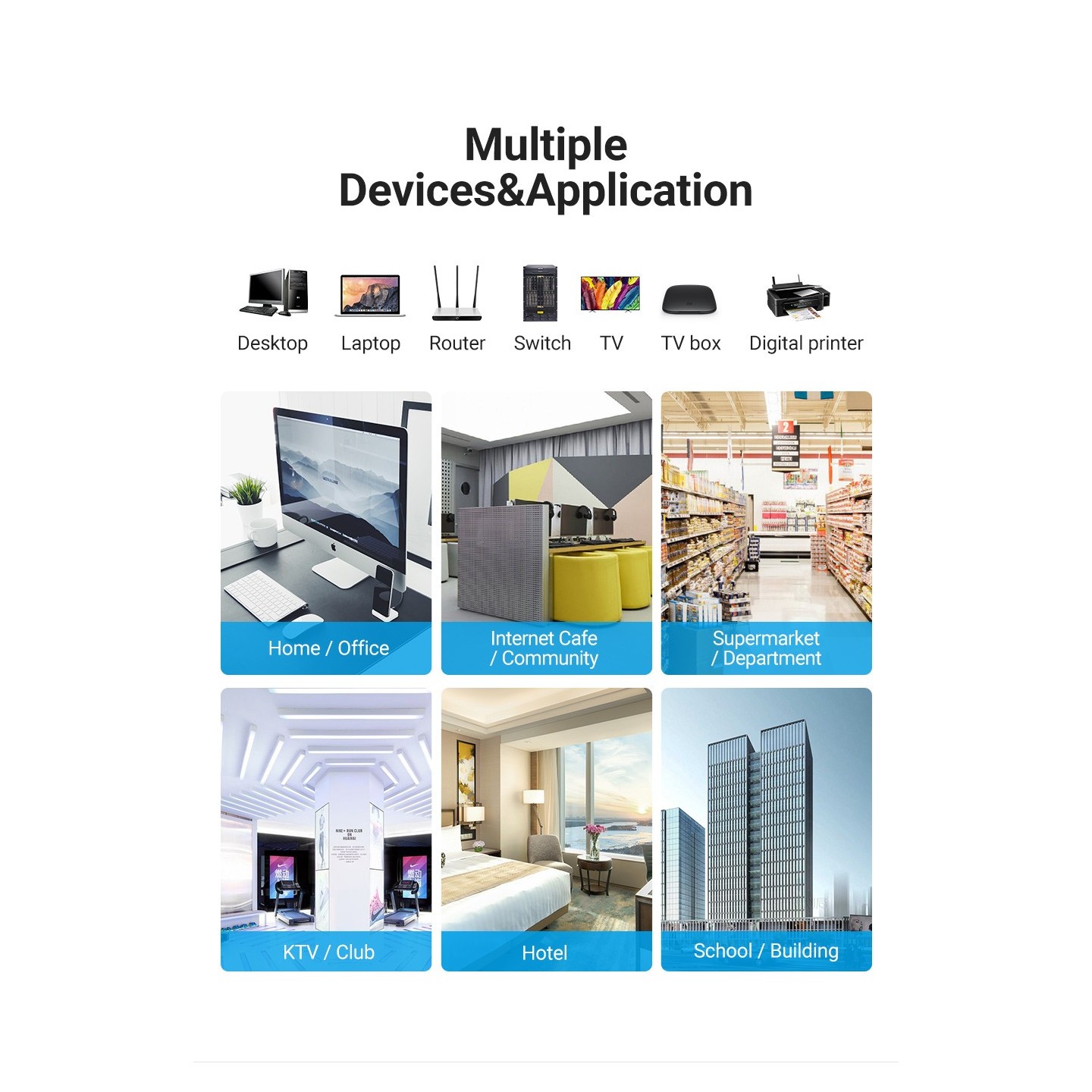 Vention Network Cable - IKGBF - CAT8 SFTP Braided 1.0m Black — Buy in Cyprus with Fast Delivery