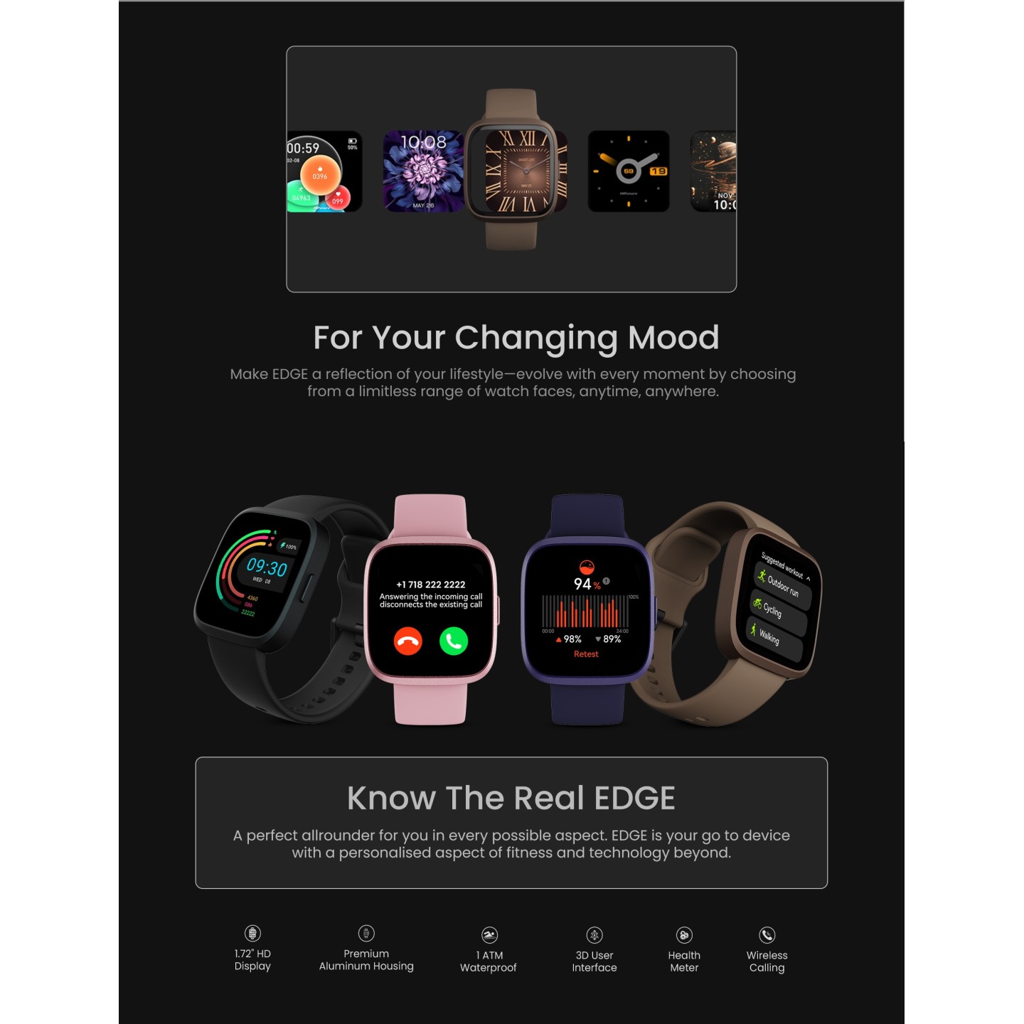 HiFuture Fashion SmartWatch - EDGE - Black — Buy in Cyprus with Fast Delivery
