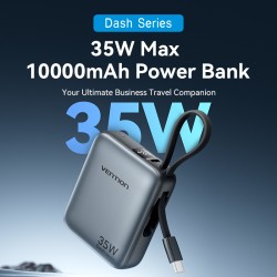 Buy Vention Powerbank 10000mAh 35W Mini Size Built-in USBC Black - FHEH0 - 10000... in Cyprus, Nicosia, Limassol, Larnaka, Pafos