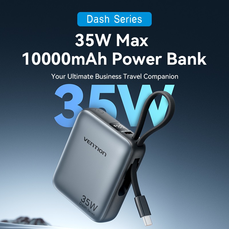 Buy Vention Powerbank 10000mAh 35W Mini Size Built-in USBC Black - FHEH0 - 10000... in Cyprus, Nicosia, Limassol, Larnaka, Pafos