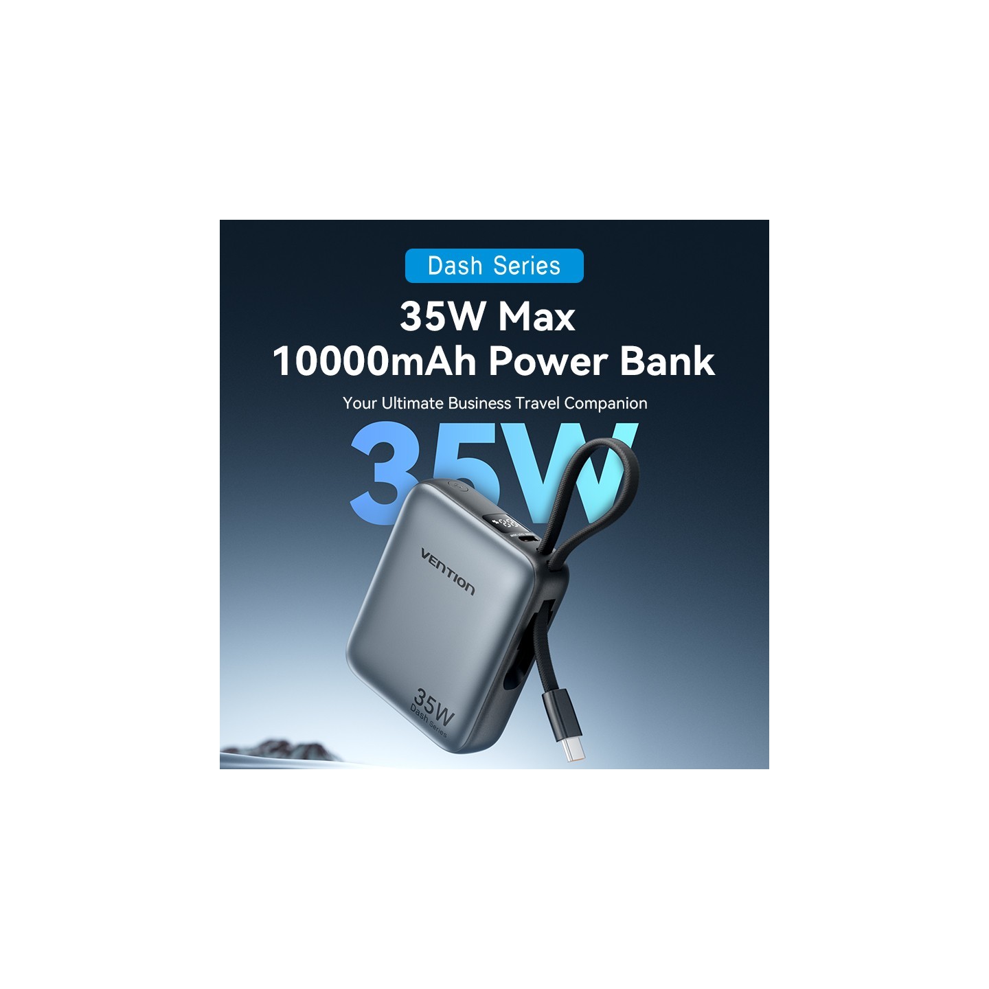 Vention Powerbank 10000mAh 35W Mini Size Built-in USBC Black - FHEH0 - 10000mAh 35W Mini Size Built-in USBC Black