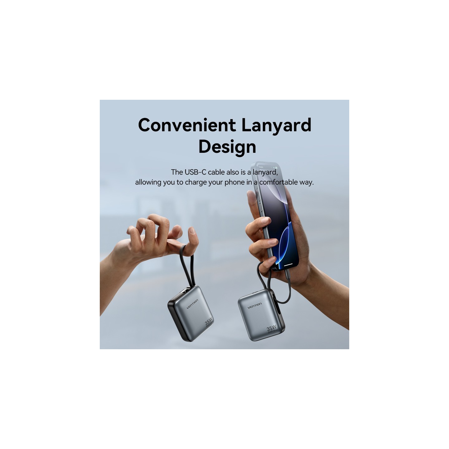 Vention Powerbank 10000mAh 35W Mini Size Built-in USBC Black - FHEH0 - 10000mAh 35W Mini Size Built-in USBC Black